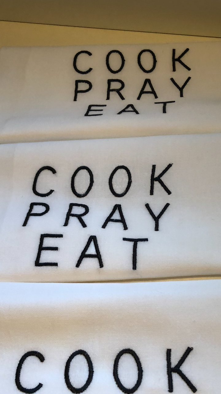 Cook, Pray, Eat Flour Sack Dish Towel